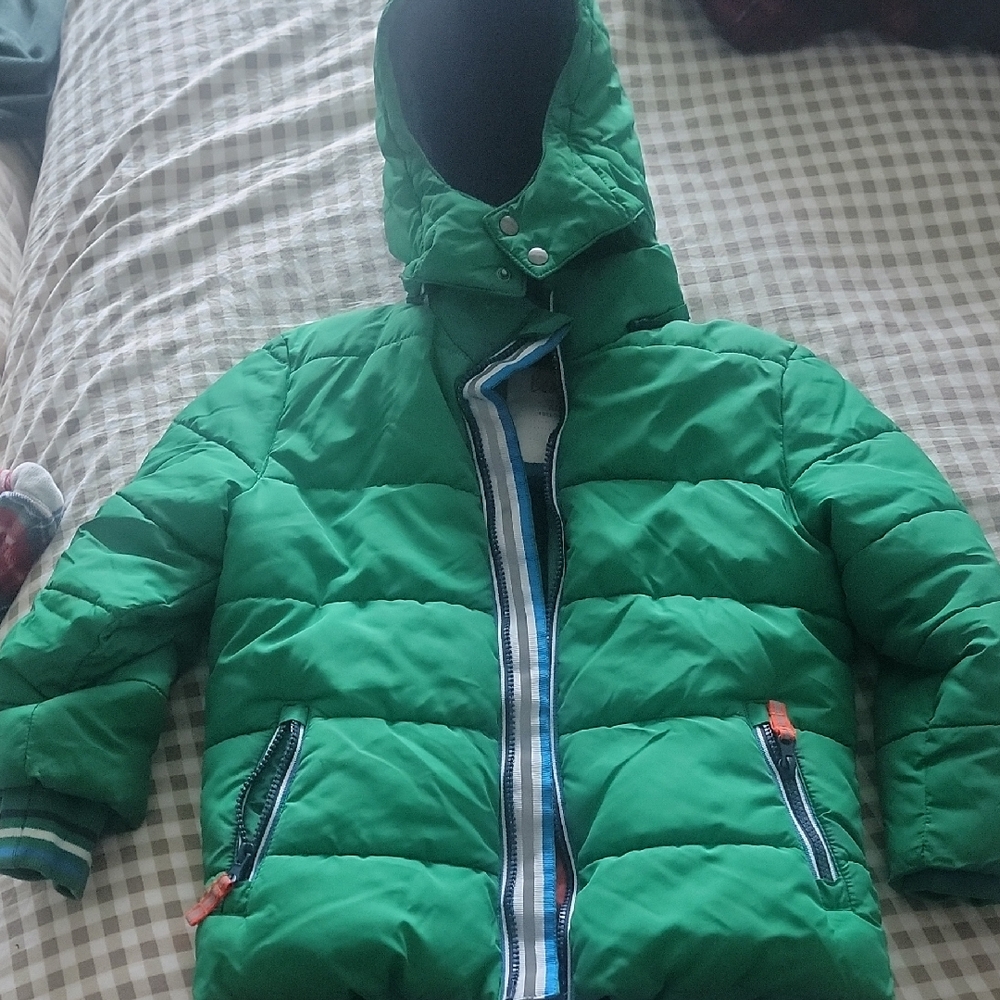 Boden Vibrant Green Jacket with Blue Accents